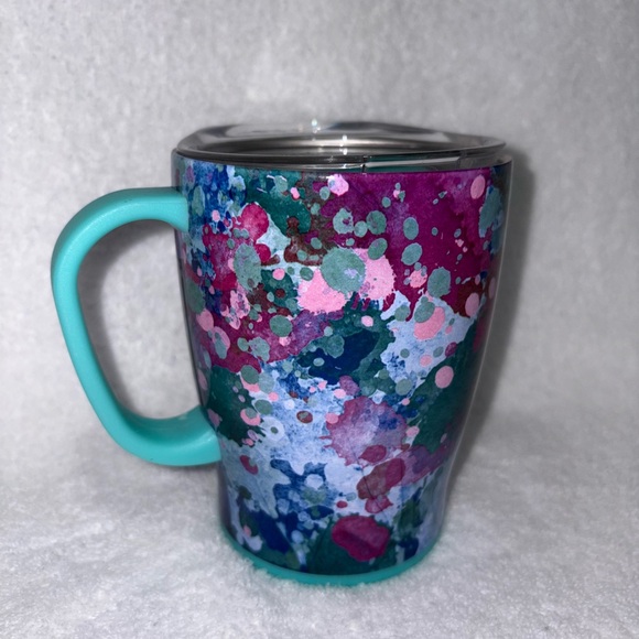 Vibrant Splatter Mug with Teal Handle by Swig - Picture 1 of 4